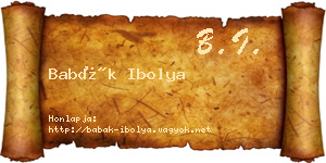 Babák Ibolya névjegykártya